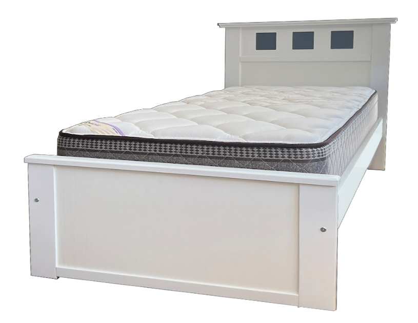 CAMA 1 PLAZA BLANCA CUADROS GRIS