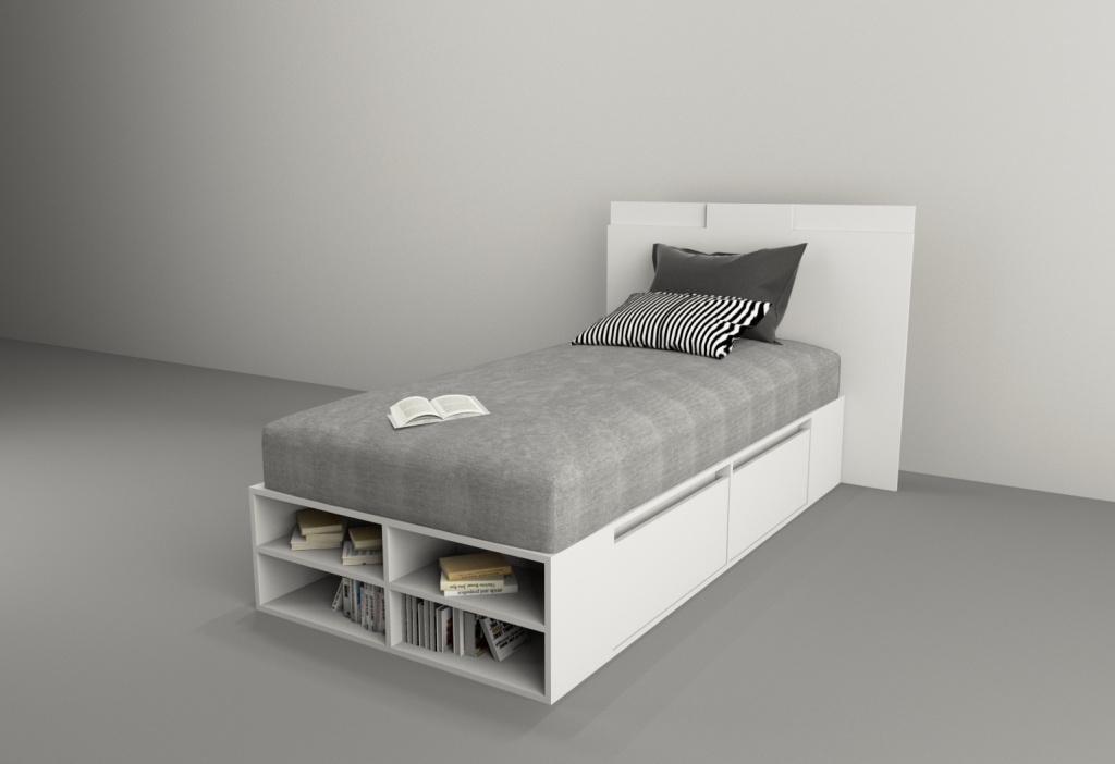 CAMA 6440 CON 4 CAJONES Y ESTANTES